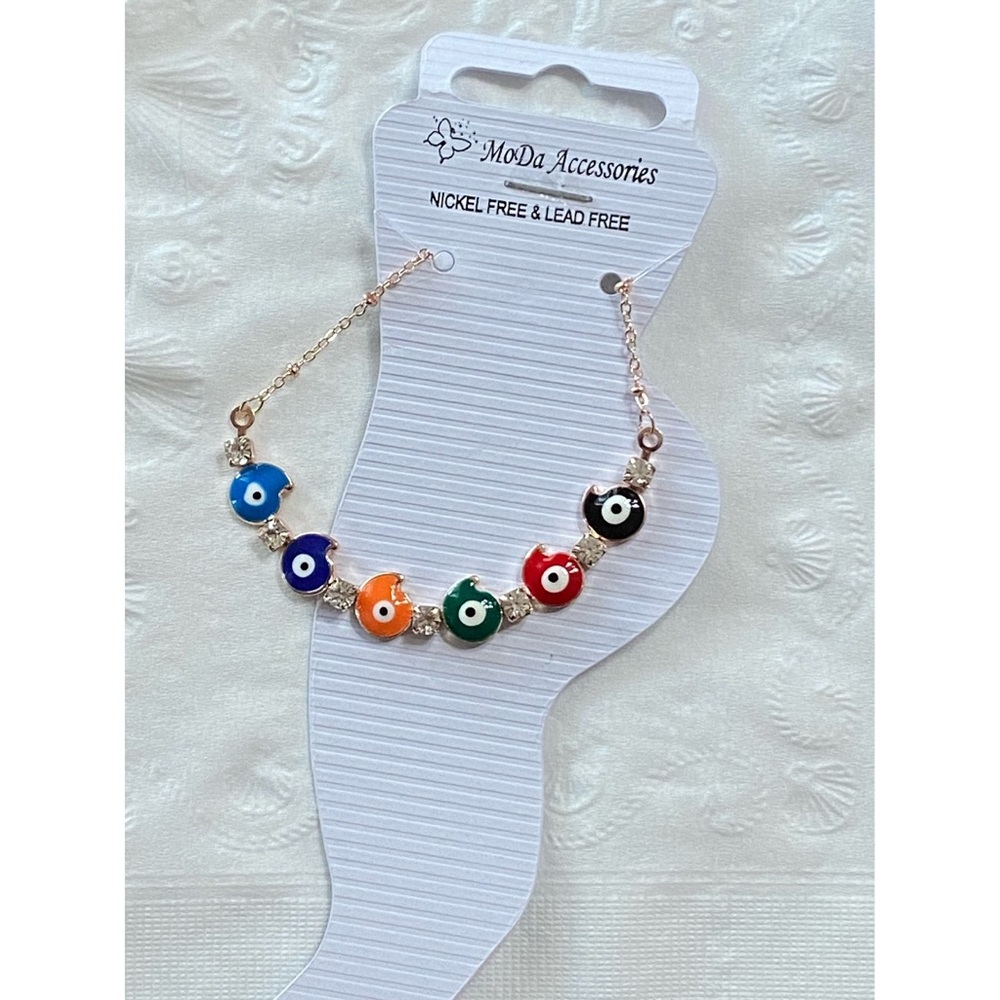 Evil eye Gold tone Ladies Ankle Bracelet - Picture 1 of 3